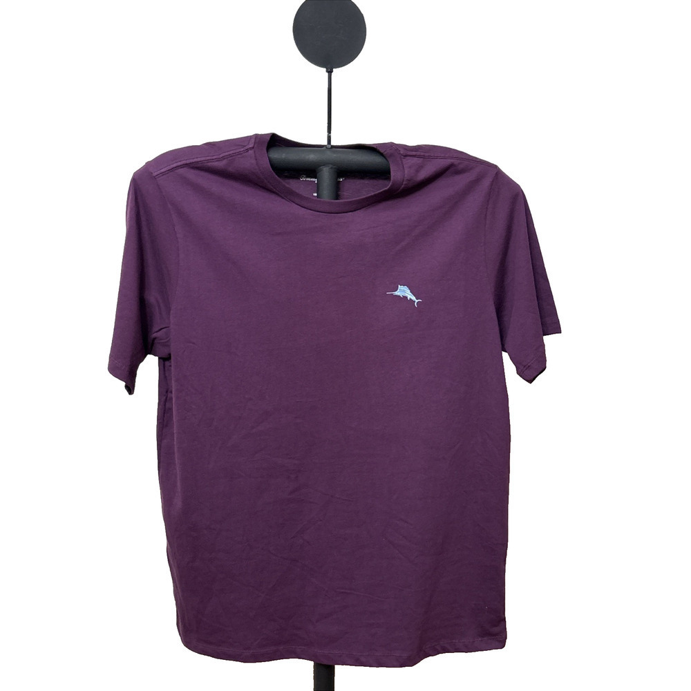 Tommy Bahama Purple Tiki Leaks Crew Neck Cotton T-Shirt - Size L